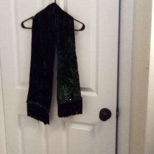 Dark green and sequin medium length scarf